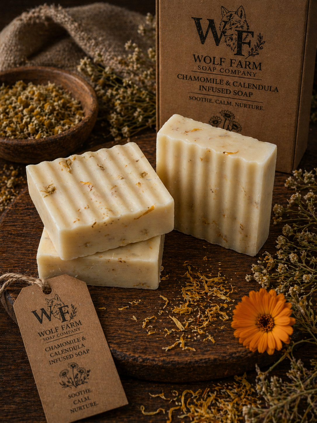 Chamomile & Calendula Tallow Soap 3-4 oz